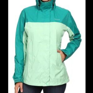 Marmot Waterproof PreCip Eco Rain Jacket w/ Hood, Two-Tone Green - Women XS